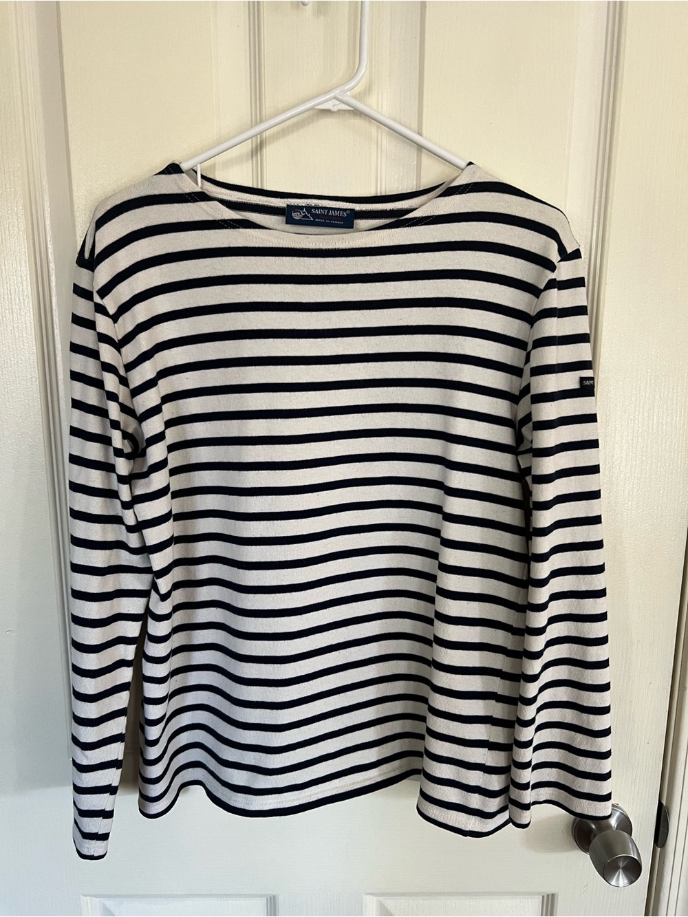 Saint James France Navy Ecru Breton Stripe Cotton Mariniere Top